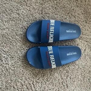 True Religion Navy Slides